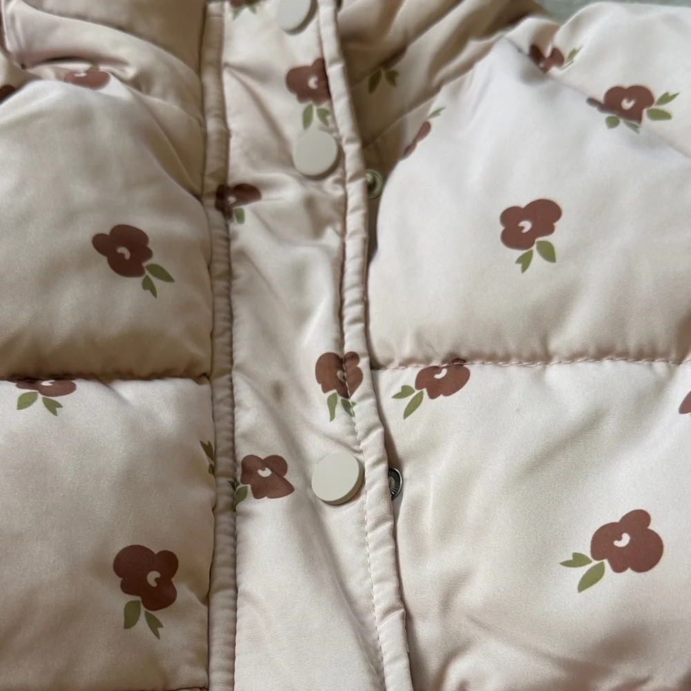 Zara Pink Floral Puffer Jacket